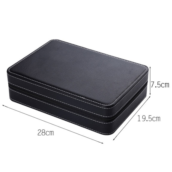 10 Bit Zipper Watch Box Storage Display Box PU Zipper Bag Watch Box(Black)