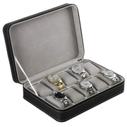 10 Bit Zipper Watch Box Storage Display Box PU Zipper Bag Watch Box(Black)