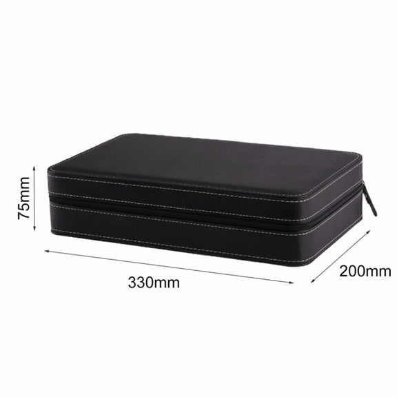 12 Bit Zipper Watch Box Storage Display Box PU Zipper Bag Watch Box(Black)