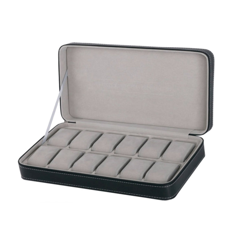 12 Bit Zipper Watch Box Storage Display Box PU Zipper Bag Watch Box(Black) - free shipping - PMC TechLife - Order now!