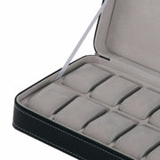 12 Bit Zipper Watch Box Storage Display Box PU Zipper Bag Watch Box(Black)