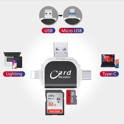 R015 USB2.0 & Micro USB+8Pin+Type-C 4 In 1 Card Reader Supports SD/TF Card(Rose Gold) - free shipping - PMC Jewellery - Order now!