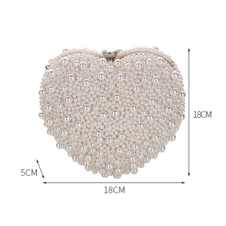Pearl Evening Bag Ladies Heart Shaped Clutch Single Chain Crossbody Bag(White) - Single-shoulder Bags by PMC TechLife | Online Shopping South Africa | PMC TechLife