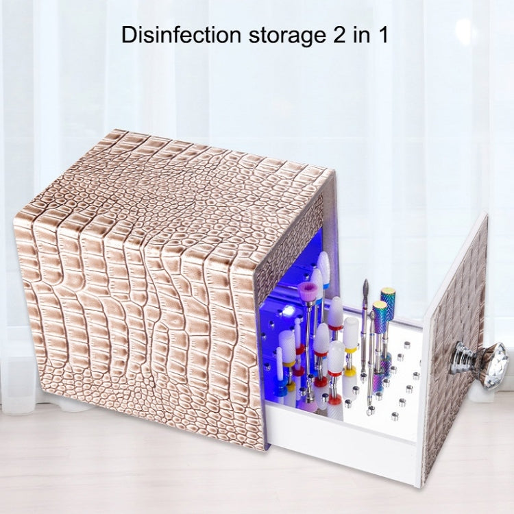 Dustproof Blue Light Disinfection Nail Polisher Storage Box(Khaki)