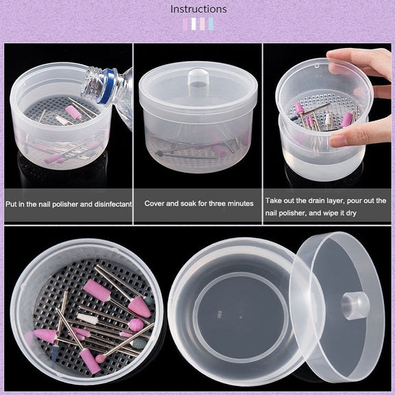 Nail Polisher Can Be Soaked And Drained Cleaning Disinfection Box(Purple)