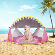 Baby Beach Tent With Pool Portable Foldable Sunshelter, Color: Whale Pink