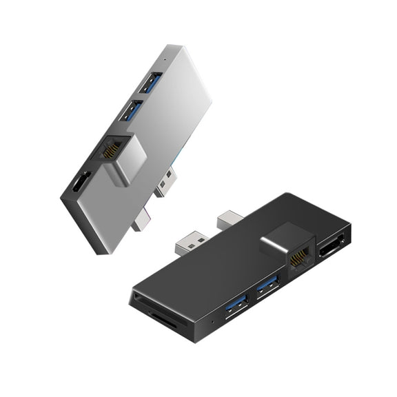 W05 8 In 1 USB3.1 Gne1 Ethernet RJ45 Converter For Surface Pro4/5/6(Black)