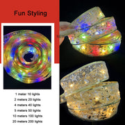 Christmas LED Lights Bronzing Double Ribbon String Lights, Specification: 10m(Silver Warm Light)