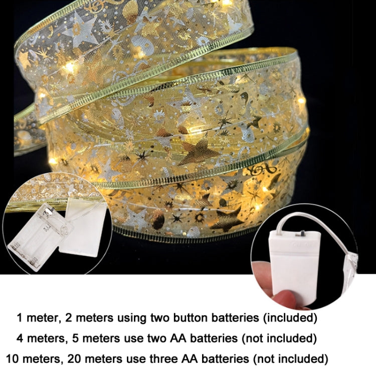 Christmas LED Lights Bronzing Double Ribbon String Lights, Specification: 10m(Silver Warm Light) - free shipping - PMC TechLife - Order now!