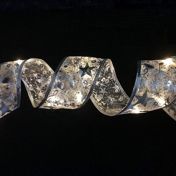 Christmas LED Lights Bronzing Double Ribbon String Lights, Specification: 4m(Silver Warm Light)