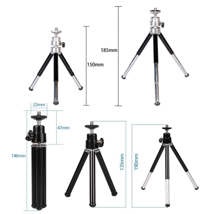 2PCS Projector Phone Stand Desktop Portable Telescopic Mini Metal Tripod, Style: 2 Sections (Silver)