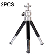 2PCS Projector Phone Stand Desktop Portable Telescopic Mini Metal Tripod, Style: 3 Sections (Black)
