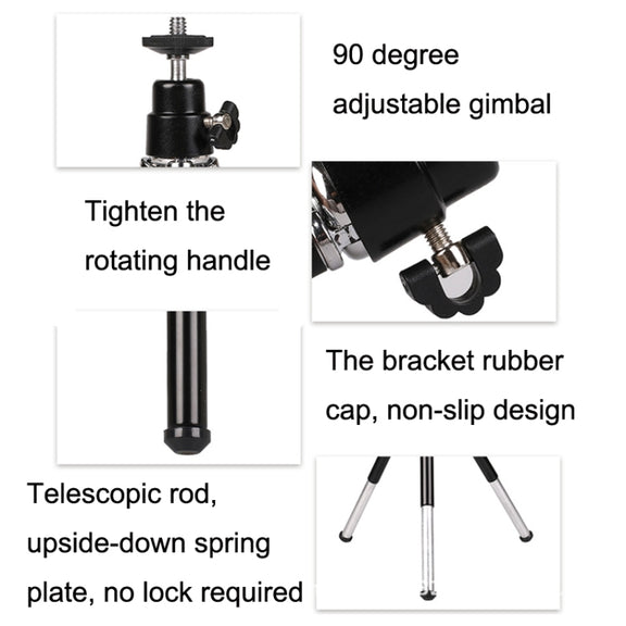 2PCS Projector Phone Stand Desktop Portable Telescopic Mini Metal Tripod, Style: 3 Sections (Silver)