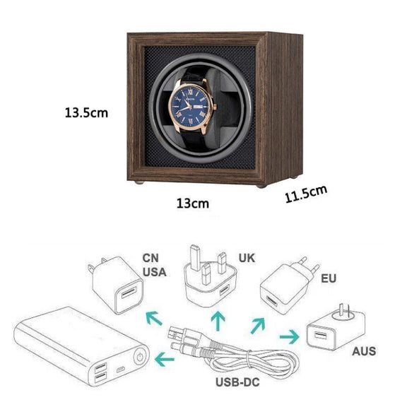 USB Automatic Mechanical Watch Shaker Watch Rotates Places Storage Box, Color: 1 Watch Black