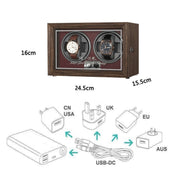 USB Automatic Mechanical Watch Shaker Watch Rotates Places Storage Box, Color: 2 Watches Red