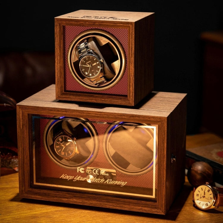 USB Automatic Mechanical Watch Shaker Watch Rotates Places Storage Box, Color: 2 Watches Red