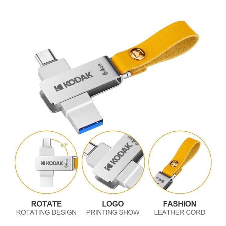 Kodak K243C 2 In 1 Type-C/USB-C + USB3.1 High-speed Transfer U disk, Capacity: 128GB - free shipping - PMC Jewellery - Order now!