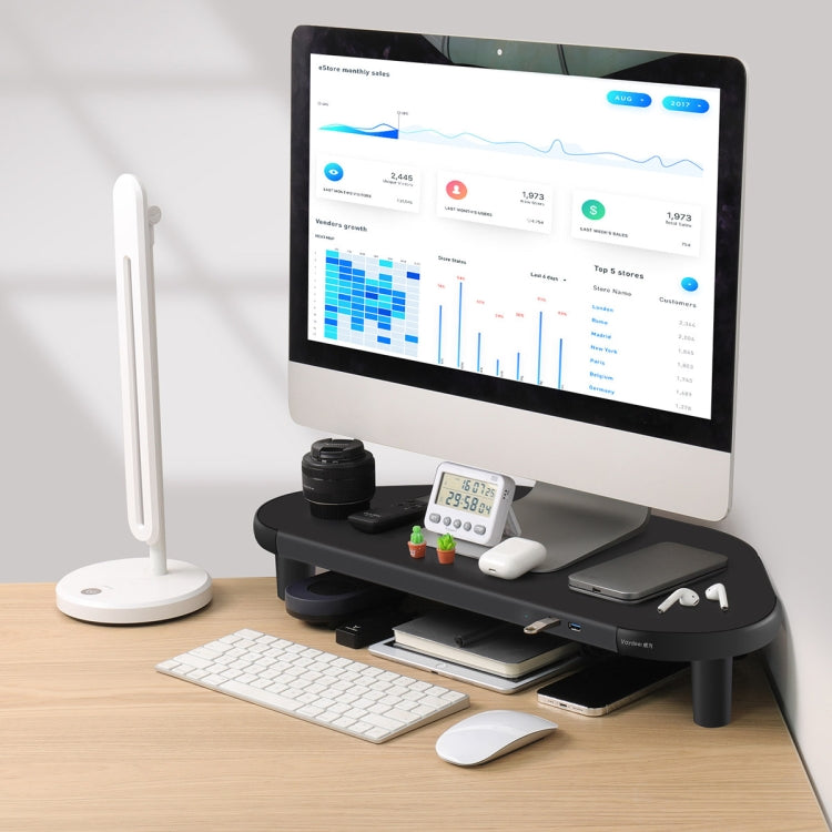 Vaydeer ZGP011 Metal Corner Computer Monitor Raised Rack(USB3.0+3 x USB2.0) - free shipping - PMC Jewellery - Order now!