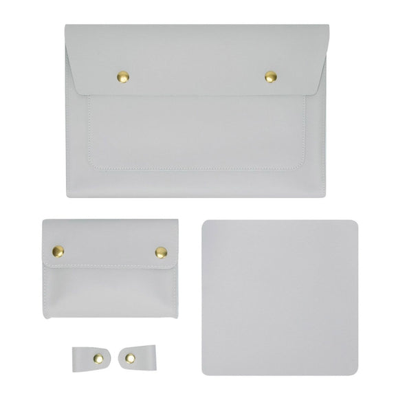 S178 3 In 1 Leather Water-resistant Laptop Liner Bag, Size: 14 inches(Light Grey)