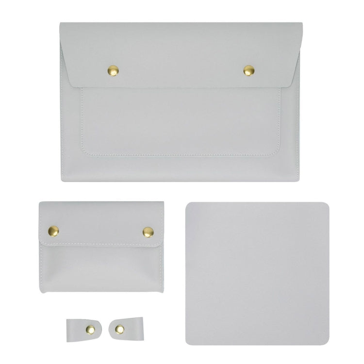 S178 3 In 1 Leather Waterproof Laptop Liner Bag, Size: 15 inches(Light Grey) - free shipping - PMC Jewellery - Order now!