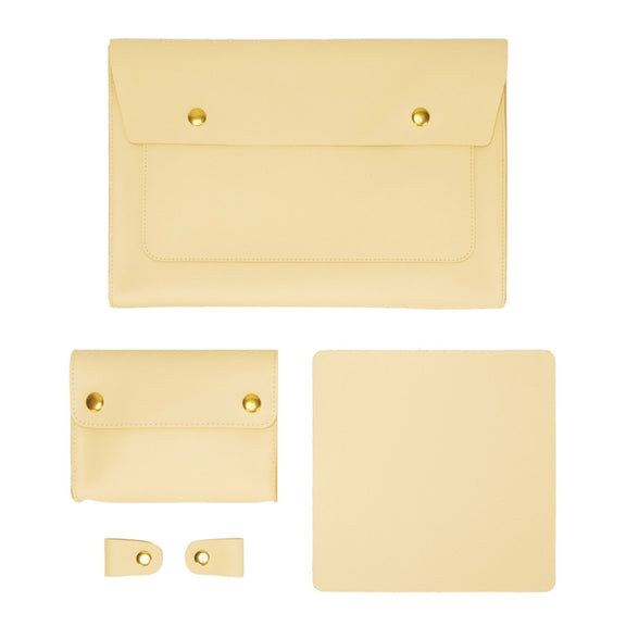S178 3 In 1 Leather Water-resistant Laptop Liner Bag, Size: 15 inches(Light Yellow)