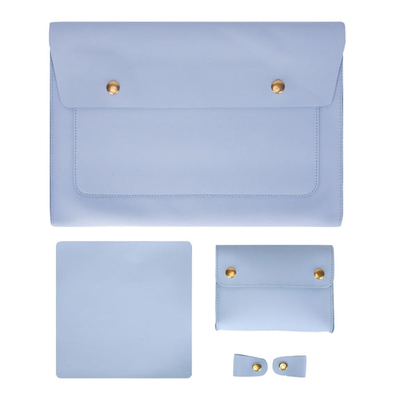 S178 3 In 1 Leather Water-resistant Laptop Liner Bag, Size: 15 inches(Baby Blue)