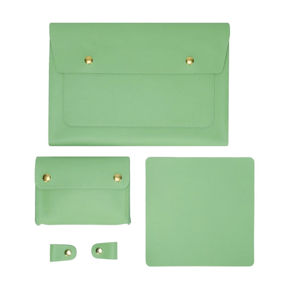 S178 3 In 1 Leather Water-resistant Laptop Liner Bag, Size: 15 inches(Avocado Green)