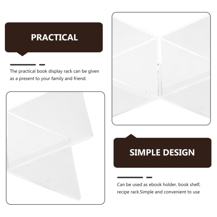 X-shaped Acrylic Bookshelf Transparent Book Sheet Music Display Stand(28x15.5x15.5cm) - Holder & Storage Rack by PMC TechLife | Online Shopping South Africa | PMC TechLife