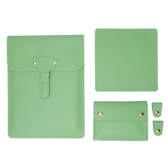 S177 3 In 1 Leather Water-resistant Laptop Liner Bags, Size: 14 inches(Avocado Green)