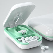TP-009 Mini Pill Cutting Box Storage Box Dispenser(Green Pine White)