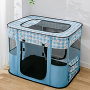 Rectangular Foldable Pet Fence Dog and Cat Litter Pet Delivery Room M(Blue Panda)
