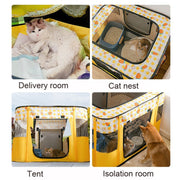 Rectangular Foldable Pet Fence Dog and Cat Litter Pet Delivery Room M(Blue Panda)