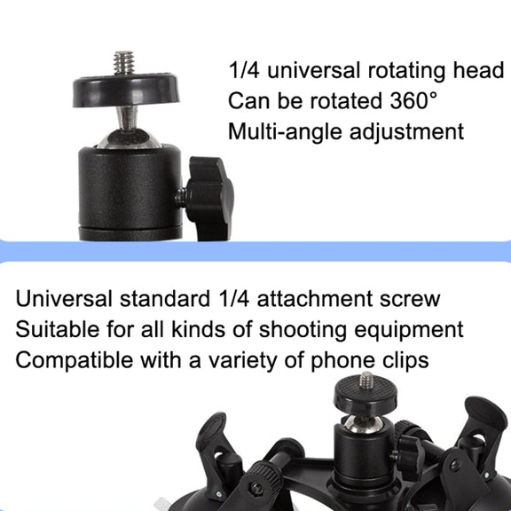 Car General Purpose Vehicle Bracket Suction Cup Fixed Glass Video Shooting Base, Shape: Suction Cup+PTZ+Gopro Screw