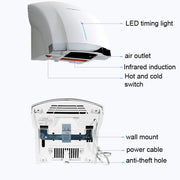 Interhasa  220V 1800W Hot and Cold Switching Electric Hand Dryer,Model: A1003 Silver���CN Plug