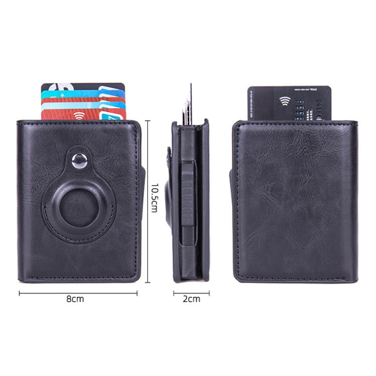 X-80 RFID Anti-theft Brushed Leather Card Holder For AirTag(Coffee) - Wallet Series by PMC TechLife | Online Shopping South Africa | PMC TechLife