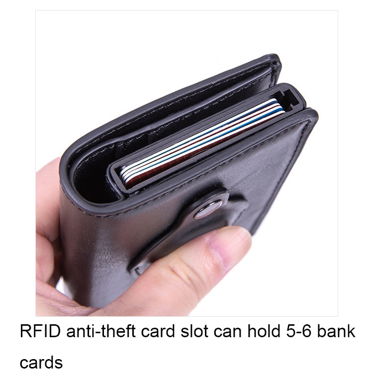 X-80 RFID Anti-theft Brushed Leather Card Holder For AirTag(Coffee) - Wallet Series by PMC TechLife | Online Shopping South Africa | PMC TechLife