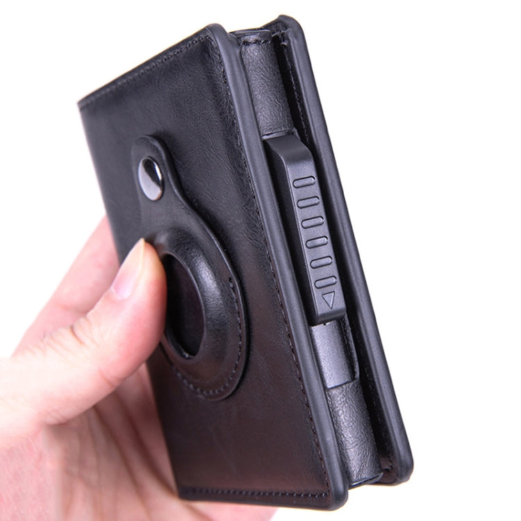 X-80 RFID Anti-theft Brushed Leather Card Holder For AirTag(Black) - Wallet Series by PMC TechLife | Online Shopping South Africa | PMC TechLife