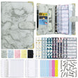 A6 Binder Budget Book Marbled Notebook PU Leather Binder(Gray) - free shipping - PMC TechLife - Order now!