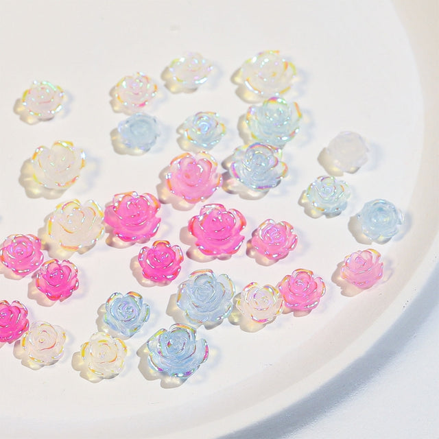 SP0473 30Pcs/Pack 3D Camellia Nail Art Decorative Rhinestones(Light Change)