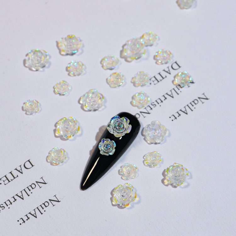 SP0473 30Pcs/Pack 3D Camellia Nail Art Decorative Rhinestones(Transparent)