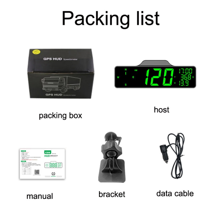 9.0 Inch Screen Car HUD Car Head-up Display Compass Multifunction GPS Speedometer - Head Up Display System by PMC TechLife | Online Shopping South Africa | PMC TechLife | Buy Now Pay Later Mobicred