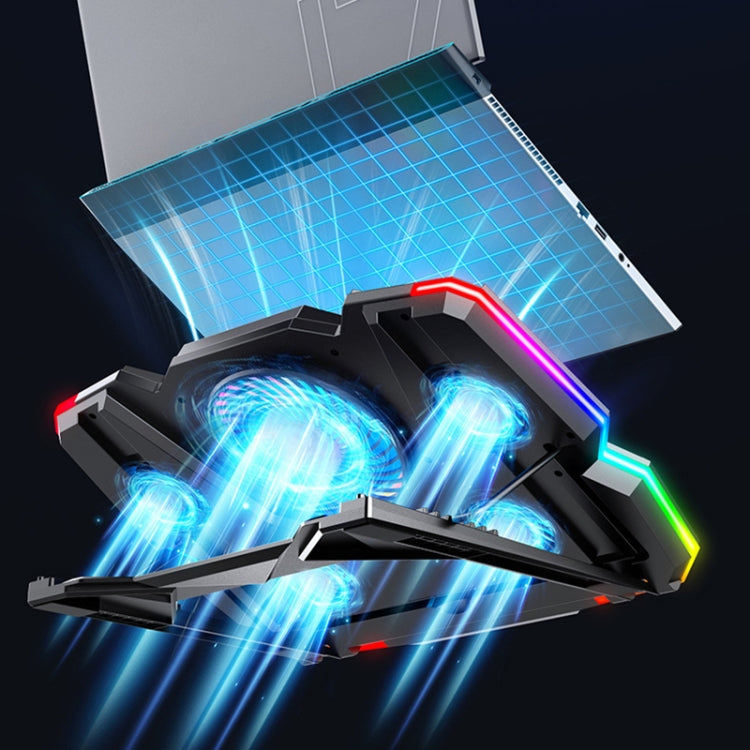 CoolCold  Five Fans 2 USB Ports Laptop Cooler Gaming Notebook Cool Stand,Version: Touch Symphony Blue - free shipping - PMC Jewellery - Order now!