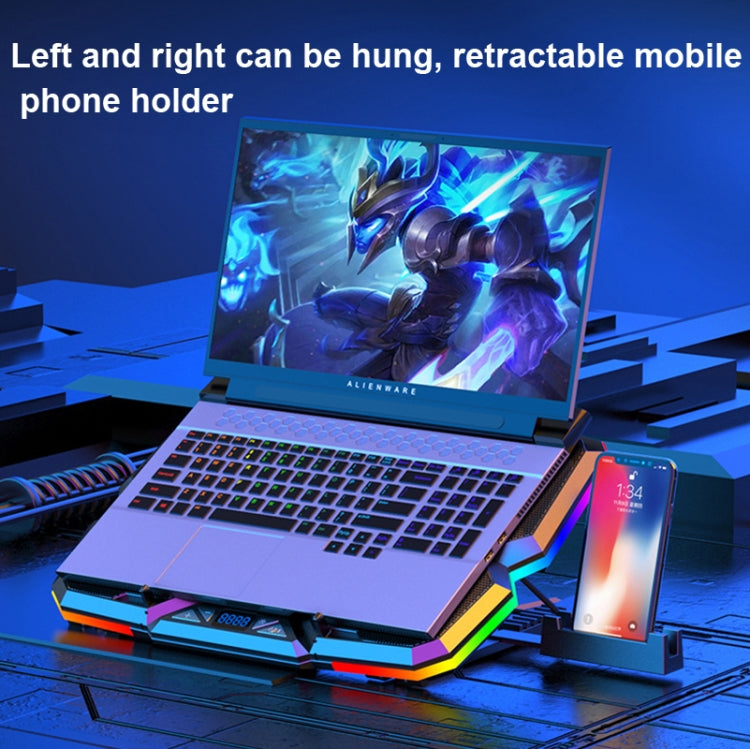 CoolCold  Five Fans 2 USB Ports Laptop Cooler Gaming Notebook Cool Stand,Version: Touch Symphony Blue - free shipping - PMC Jewellery - Order now!