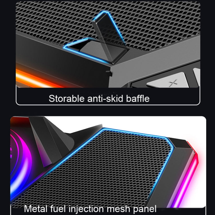 CoolCold  Five Fans 2 USB Ports Laptop Cooler Gaming Notebook Cool Stand,Version: Touch Symphony Blue - free shipping - PMC Jewellery - Order now!