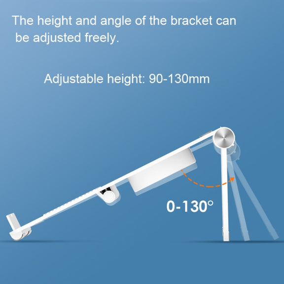 D33  2 Fan Laptop Cooling Bracket Folding Portable Liftable Tablet Bracket(White)