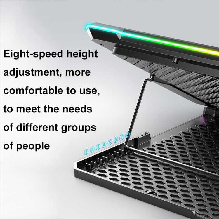 ICE COOREL K15 6-Fans Adjustable LCD Screen Laptop Stand Radiator With RGB Atmosphere Light(Black) - Cooling Pads by ICE COOREL | Online Shopping South Africa | PMC Jewellery | Buy Now Pay Later Mobicred