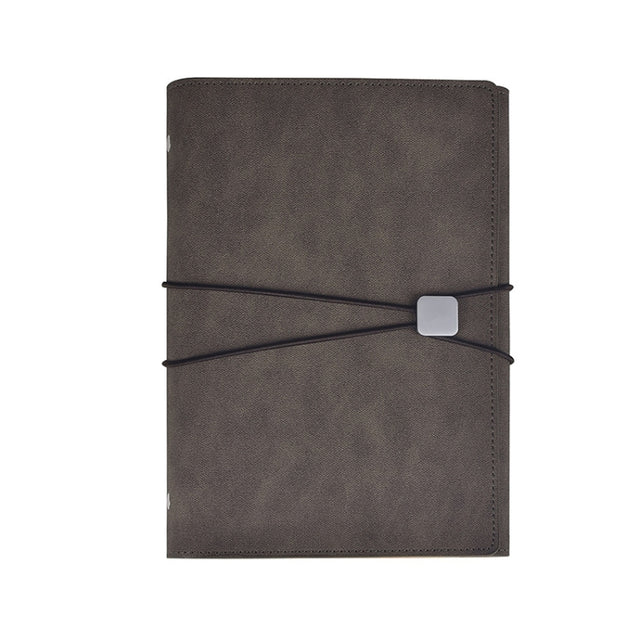 A5 Business Loose-leaf Notebook Office Stationery Leather PU Notepad(Light Coffee)