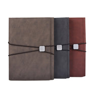 A5 Business Loose-leaf Notebook Office Stationery Leather PU Notepad(Light Coffee)