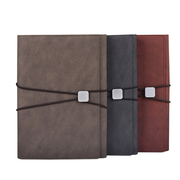 A5 Business Loose-leaf Notebook Office Stationery Leather PU Notepad(Light Coffee)