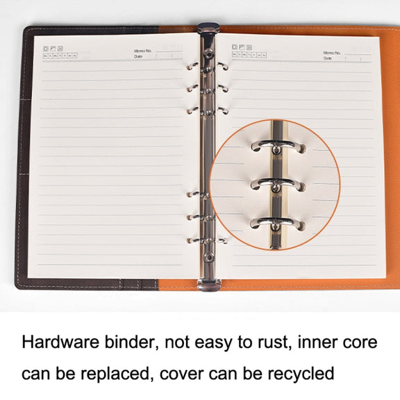 A5 Business Loose-leaf Notebook Office Stationery Leather PU Notepad(Deep Gray)